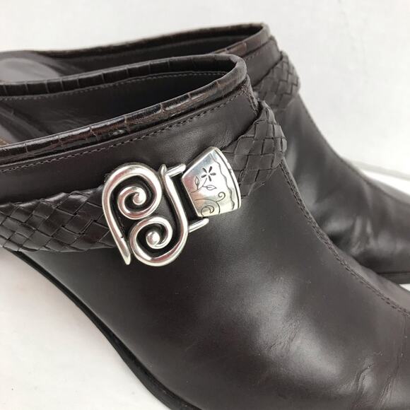 Brighton Tapa Leather Embellished Mules Brown 8.5N - Picture 2 of 8